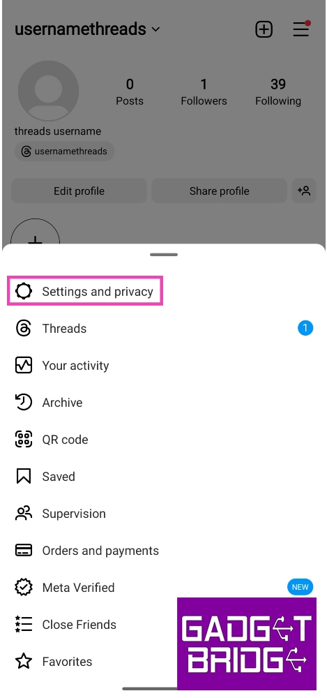 Step 3: Select Settings and privacy.