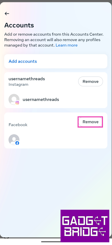 Step 6: Tap the Remove button next to your Facebook account. Instagram not sharing to Facebook? Try these 5 easy fixes