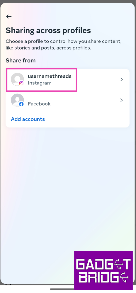 Step 7: Select your Instagram profile.