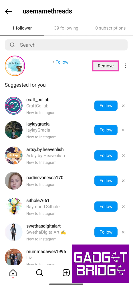 Step 3: Hit the Remove button next to the follower you want to remove.