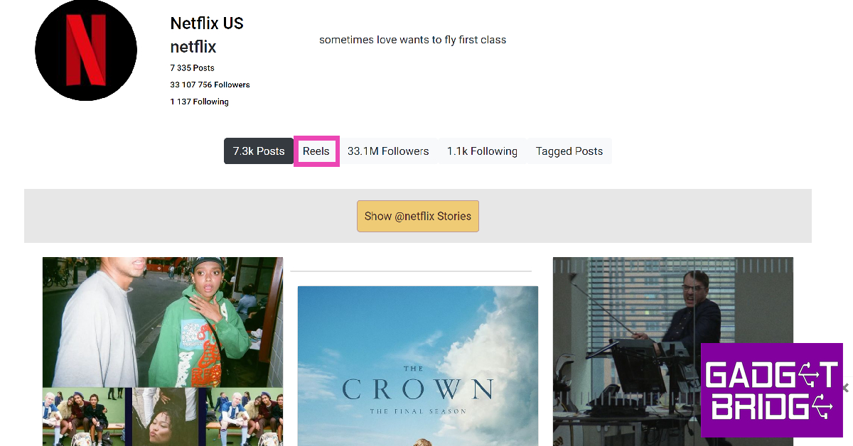 Step 5: Switch to the Reels tab. 
