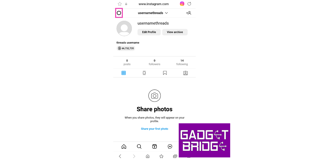 Step 3: Hit the gear icon at the top left corner of the screen.