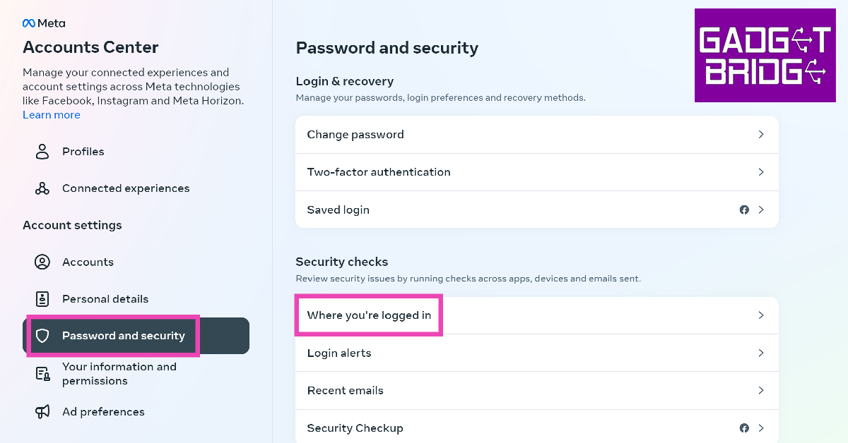 Step 4: Switch to the Passwords and security tab and click on Where you’re logged in.