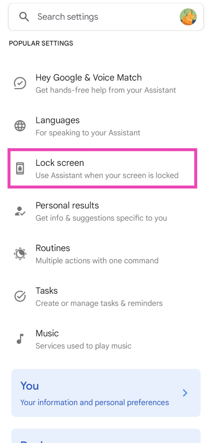 Step 5: Tap on Lock screen.