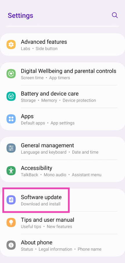 Step 2: Go to Settings and select Software update. Top 9 ways to fix ‘Android phone screen keeps turning on randomly’