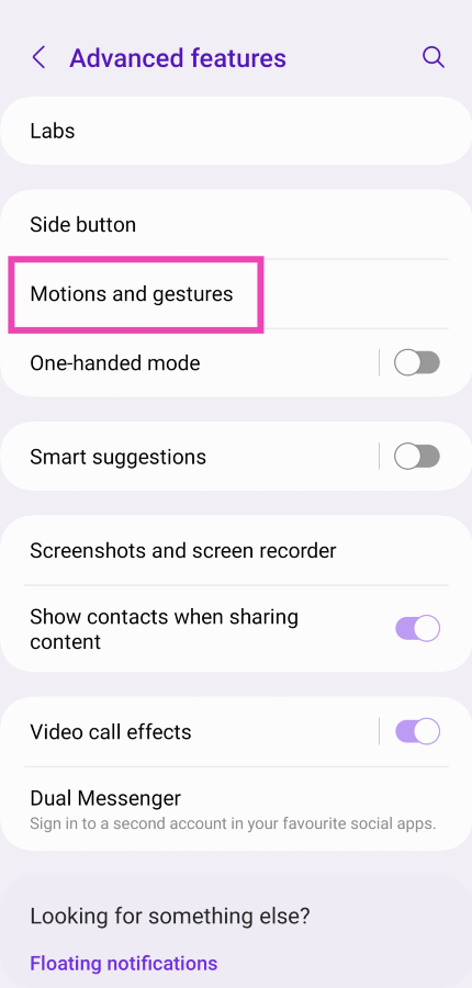 Step 2: Tap on Motions and gestures.