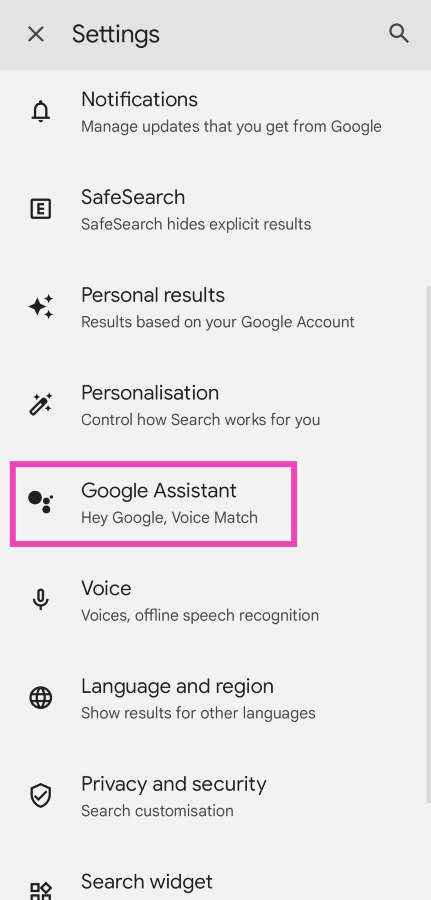 Step 4: Select Google Assistant.
