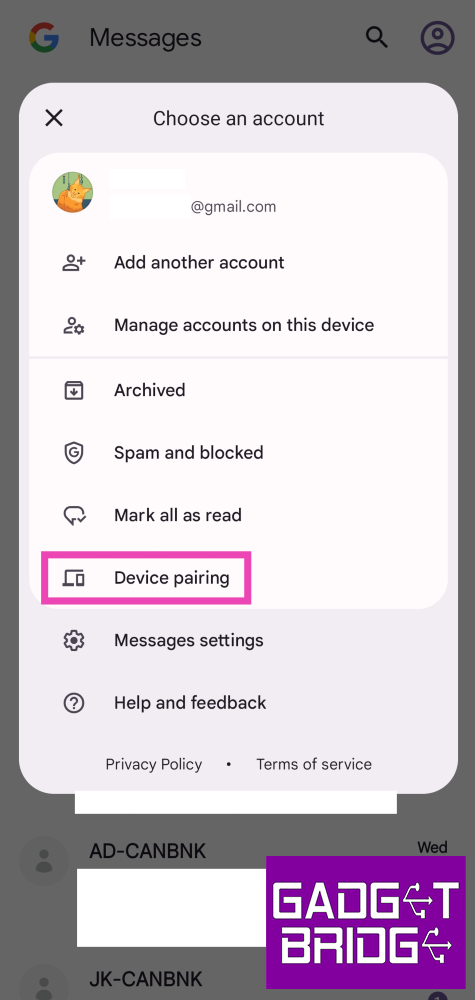 Step 3: Tap on Device pairing.