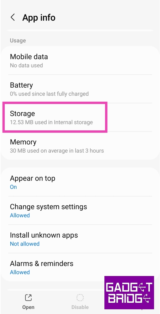 Step 3: Tap on Storage.