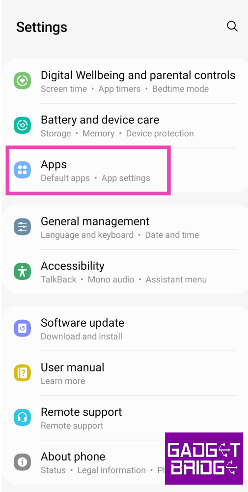 Step 1: Go to Settings and select Apps.
