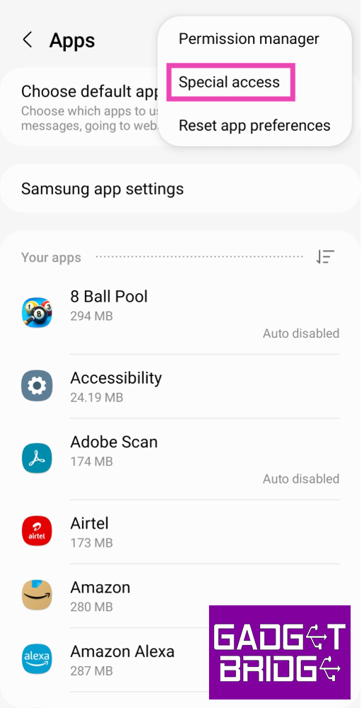 Step 2: Tap the ellipses at the top right corner of the screen and select Special access. How to block pop-up ads and unwanted notifications on Android? Top 4 Ways