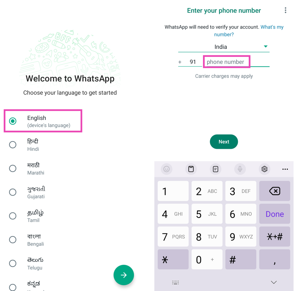 Step 6: Set up your account. This will require choosing a language and entering your phone number. How to use two WhatsApp accounts on your phone at once? Check out WhatsApp’s new feature