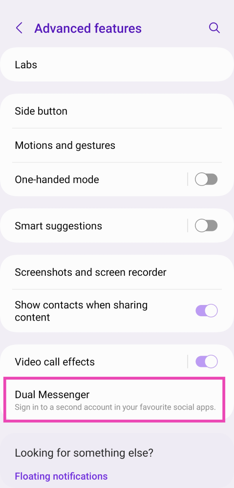 Step 2: Scroll down and select Dual Messenger.