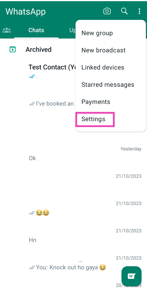 Step 3: Select Settings.