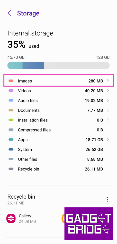 Step 3: Tap the category from which you want to delete certain files.