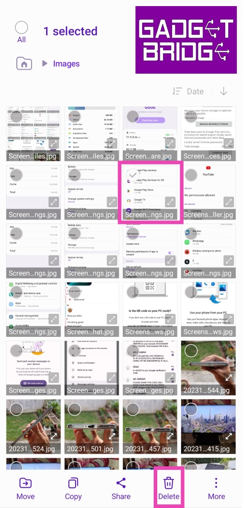 Step 4: Long press a file to select it. Hit the Delete icon at the bottom to remove it and clear up space. Top 10 Ways to Fix YouTube App Crashing or Not Working On Android