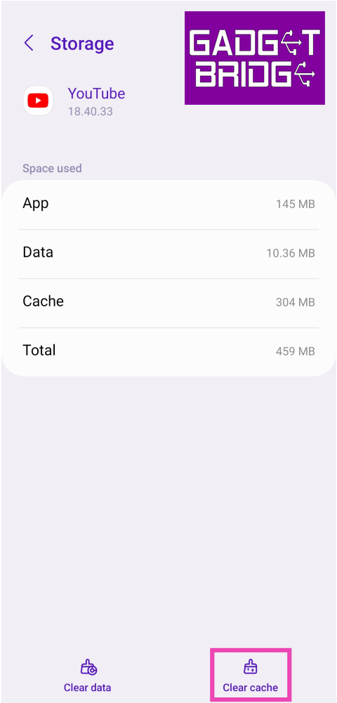 Step 4: Select Clear cache from the bottom toolbar.