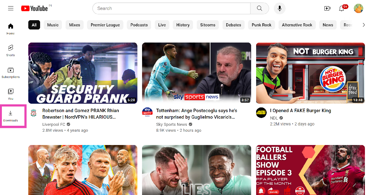Step 2: Select Downloads from the side menu. find downloaded videos youtube