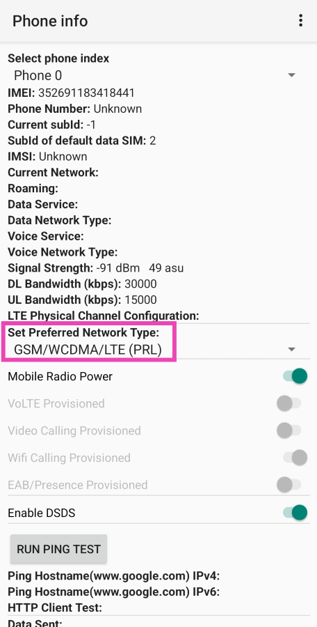 Step 3: Tap on Set Preferred Network Type.