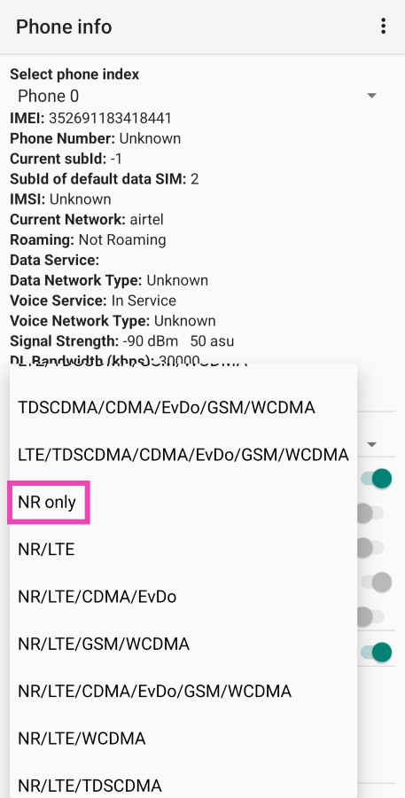 Step 5: Select NR Only.