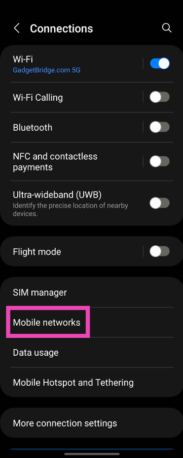 Step 2: Tap on Mobile networks.