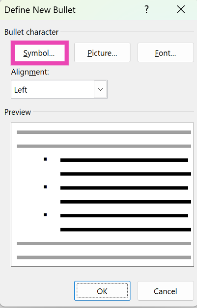 Step 4: Click on Symbol.
