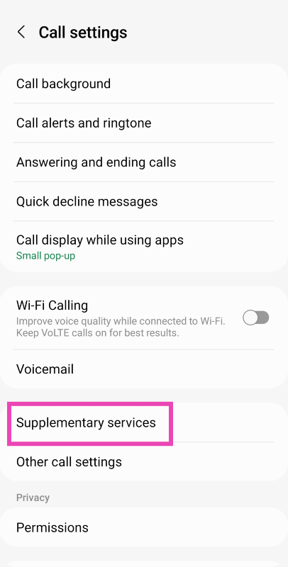 Step 3: Scroll down and select Supplementary Services.