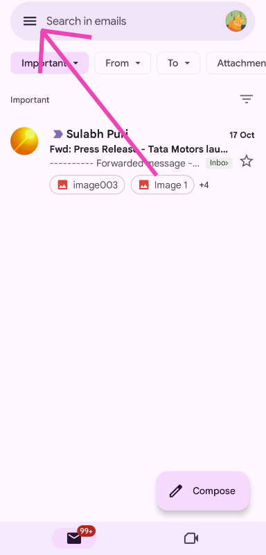 Step 2: Tap the hamburger menu icon at the top right corner of the screen.