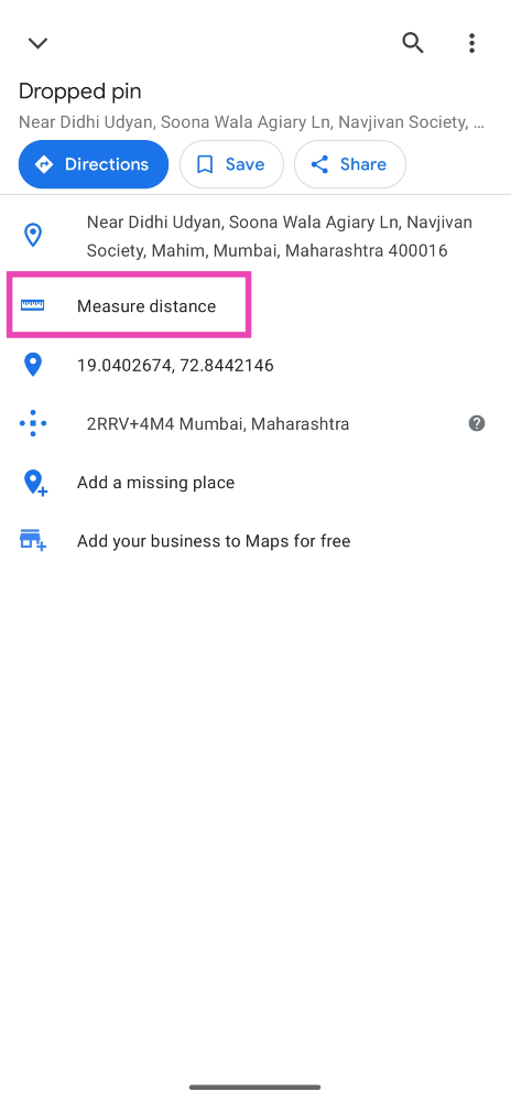Step 3: Swipe up and select Measure Distance.