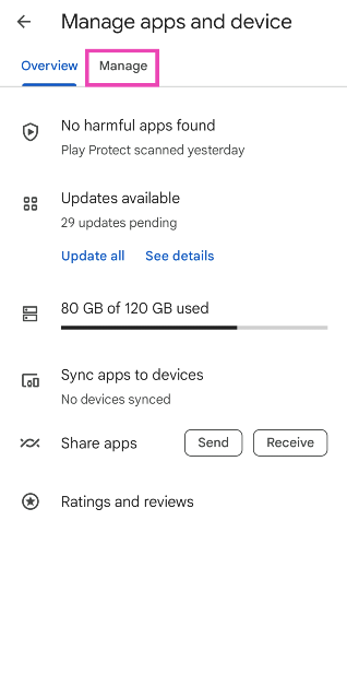 Step 4: Switch to the Managed tab.