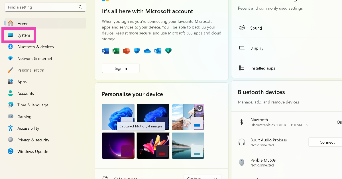 Step 1: Go to Settings and switch to the System tab on the left.