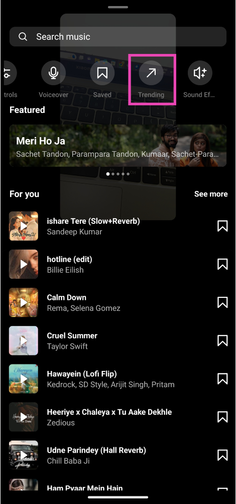 Step 3: Tap on Trending.