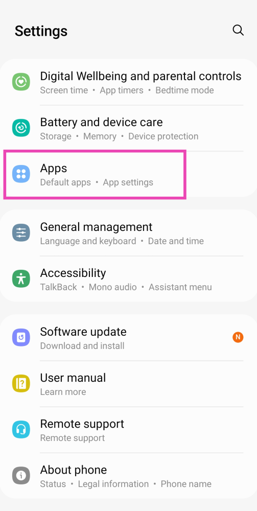 Step 1: Go to Settings and select Apps.