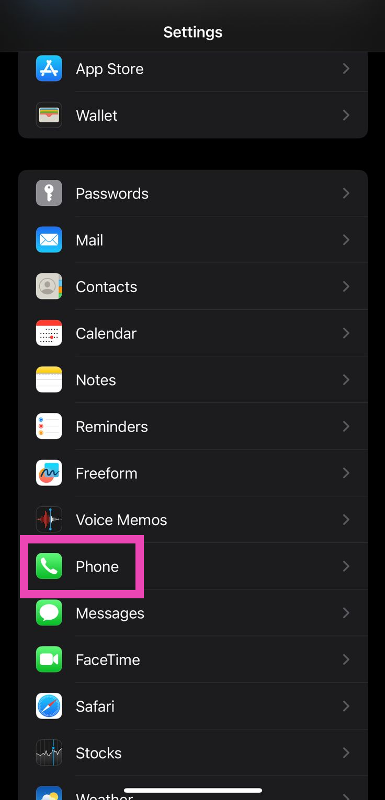 Step 1: Go to Settings and select Phone.