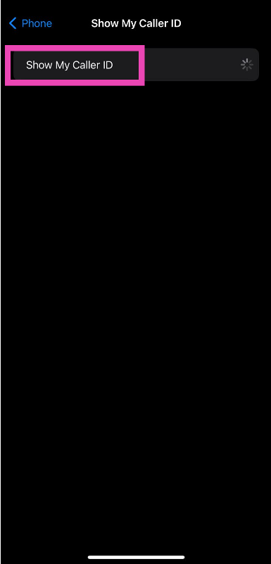 Step 3: Turn off the toggle switch for Show my Caller ID.
