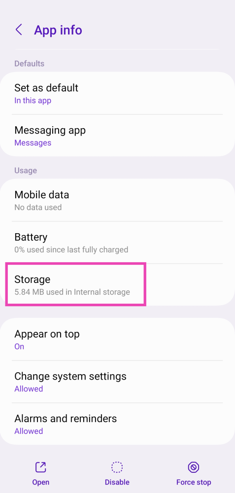 Step 3: Select Storage.