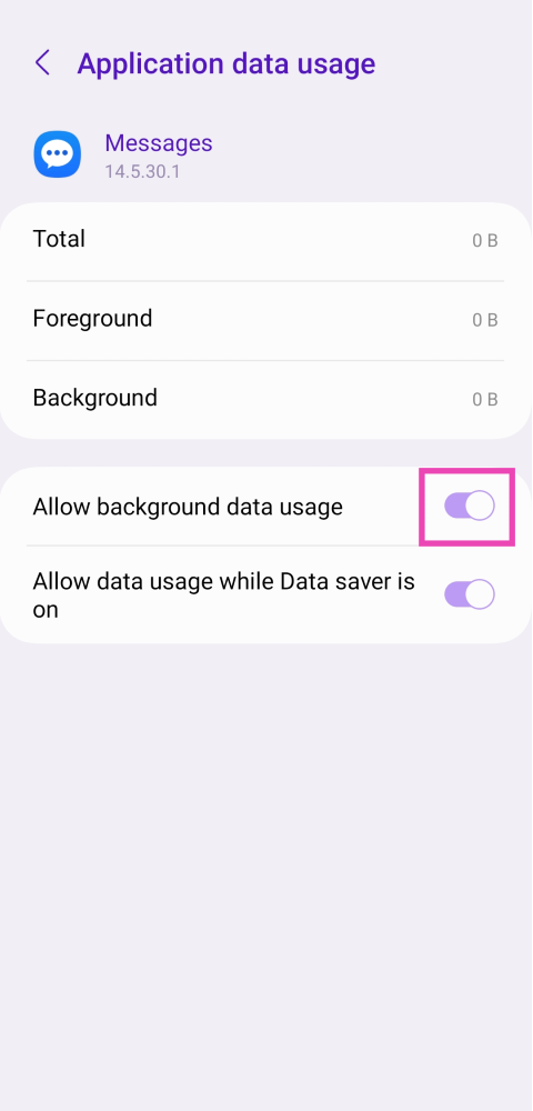 Step 4: Turn on the toggle switch for Allow background data usage.