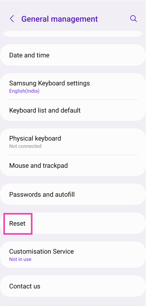 Step 2: Scroll down and select Reset.