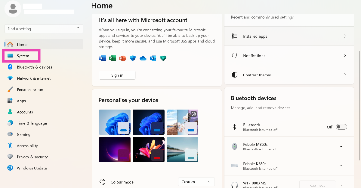 Step 1: Launch the Settings app and select System from the side menu.