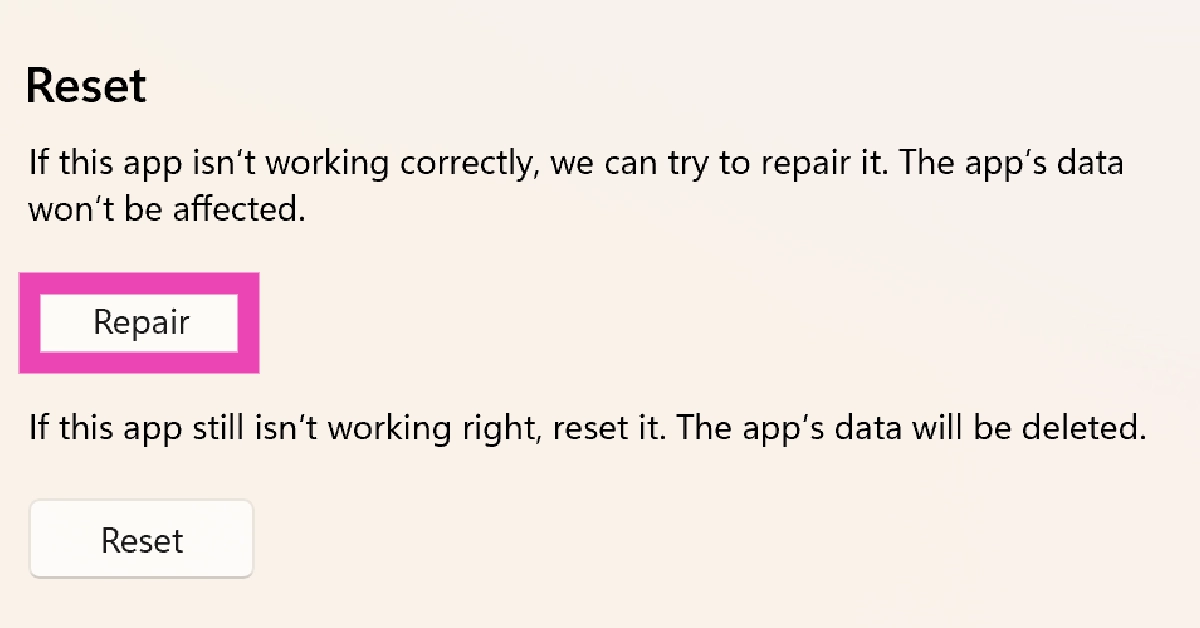 Step 5: Scroll down and select Repair. Top 10 Ways to Fix Microsoft Teams Notifications Not Working in Windows 10 and 11