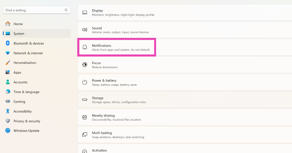 Step 2: Click on Notifications.