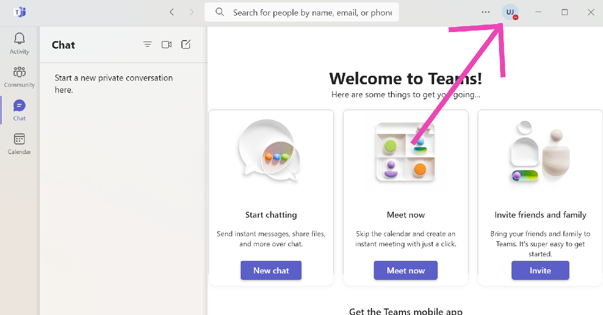Step 2: Click the profile icon at the top of the screen.