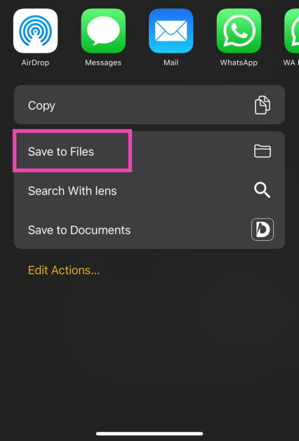 Step 7: Tap on the Print option at the top right corner of the screen and select Save to Files from the pop-up menu. Top 4 ways to convert a photo to PDF on iPhone