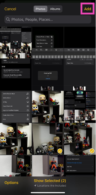 Step 4: Select the photo(s) you want to convert to PDF and hit Add. Top 4 ways to convert a photo to PDF on iPhone