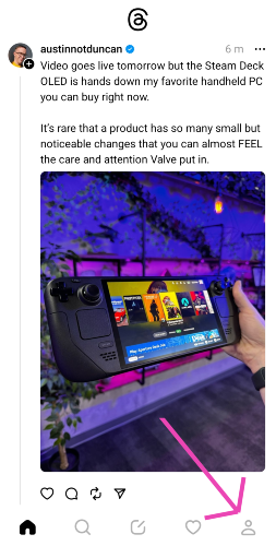 Step 2: Hit the profile icon at the bottom right corner of the screen.