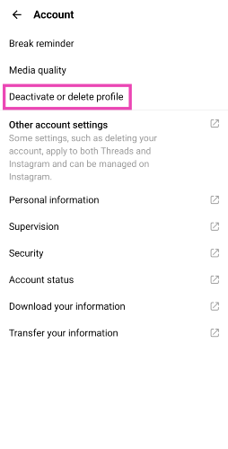 Step 5: Tap on Deactivate or delete profile. How to delete your Threads profile without deleting your Instagram account?