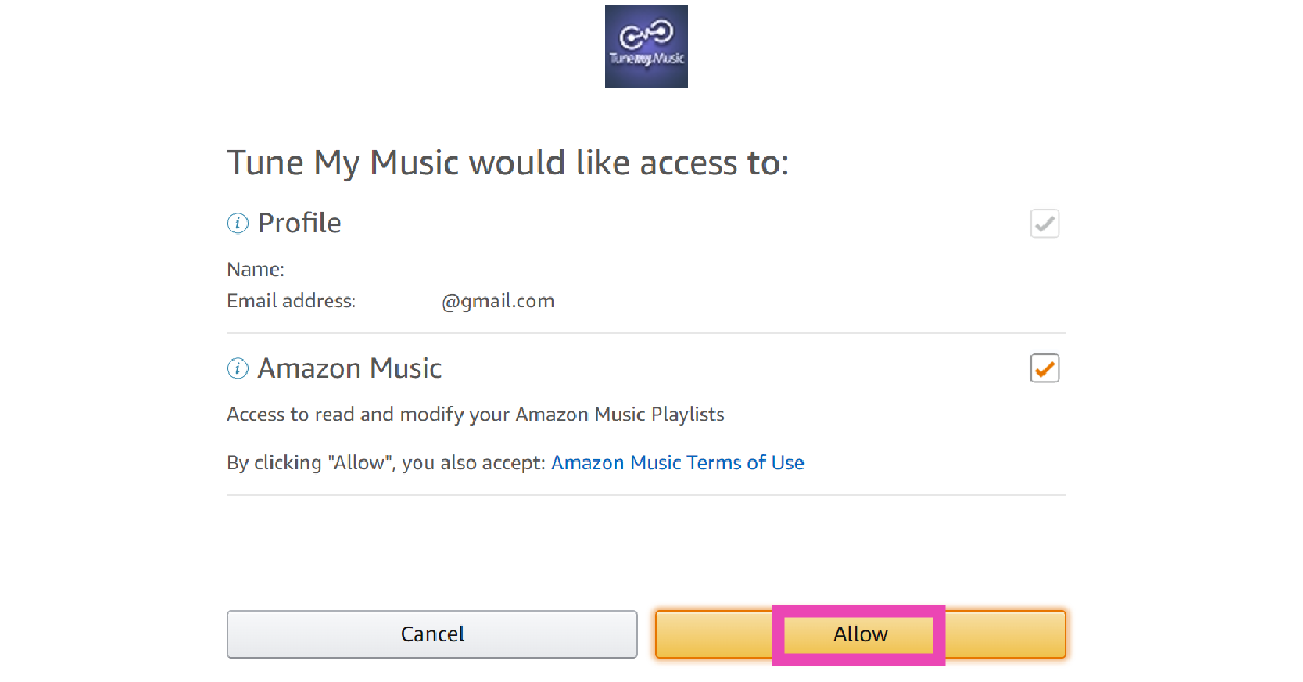 Step 8: Log into your Amazon Music/Apple Music account.