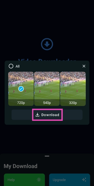 Step 6: Select your preferred resolution and hit Download.