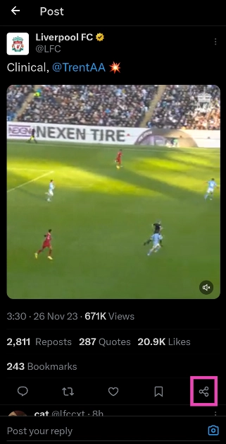 Step 3: Hit the Share icon at the bottom of the post.