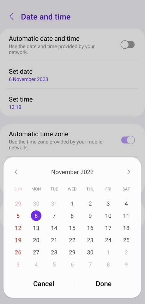 Step 4: Tap on Set date and use the pop-up calendar to set the current date.